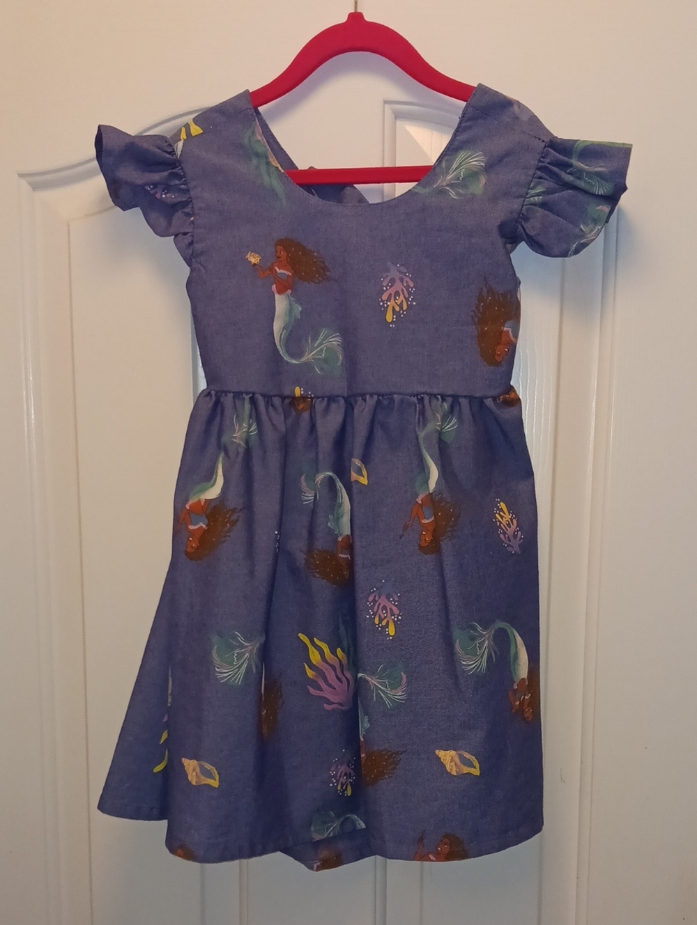 Disney Girls Blue Mermaid Print Dress